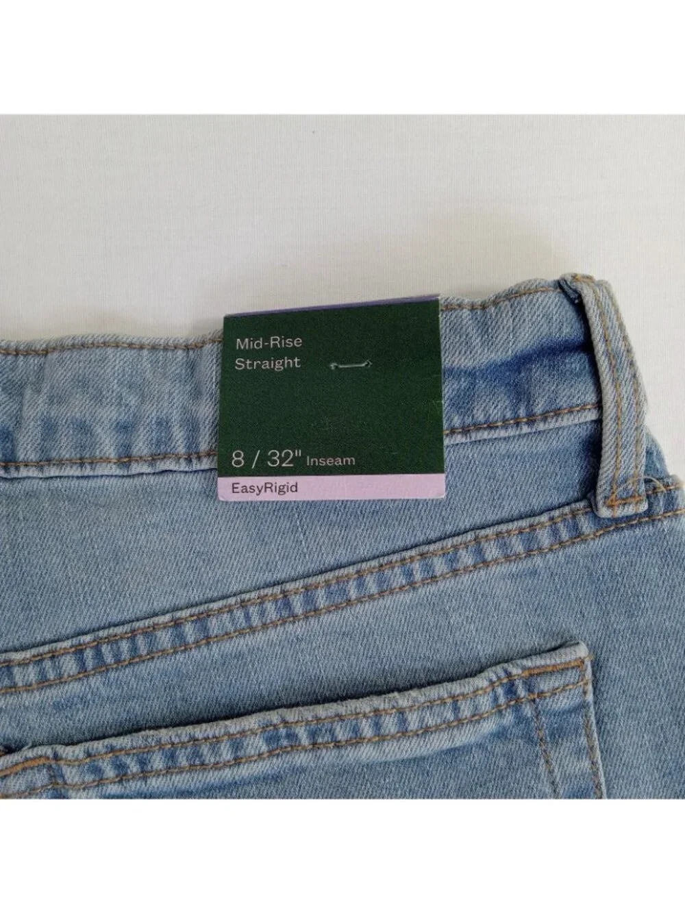 Wild Fable EasyRigid Size 8 Mid-Rise Straight Jeans Distressed Denim Medium Wash